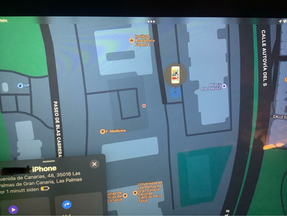SPORET: Takket være appen Hvor er, kunne de se hvor telefonen endte opp. Foto: Privat SPORET: Takket være appen Hvor er, kunne de se hvor telefonen endte opp. Foto: Privat