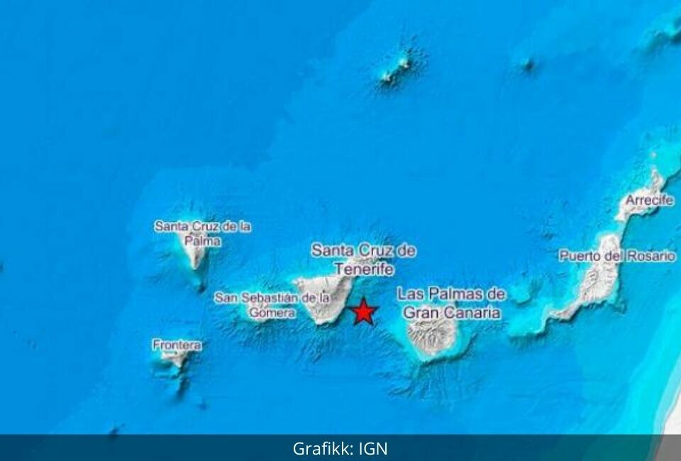 Jordskjelv mellom Gran Canaria og Tenerife