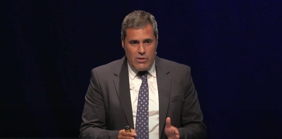 Pablo Lorenzo i Lopesan holdt foredrag om bærekraft under årets konferanse. Han mener kjeden er et forbilde. Skjermdump: Fra Green & Human-konferansen.