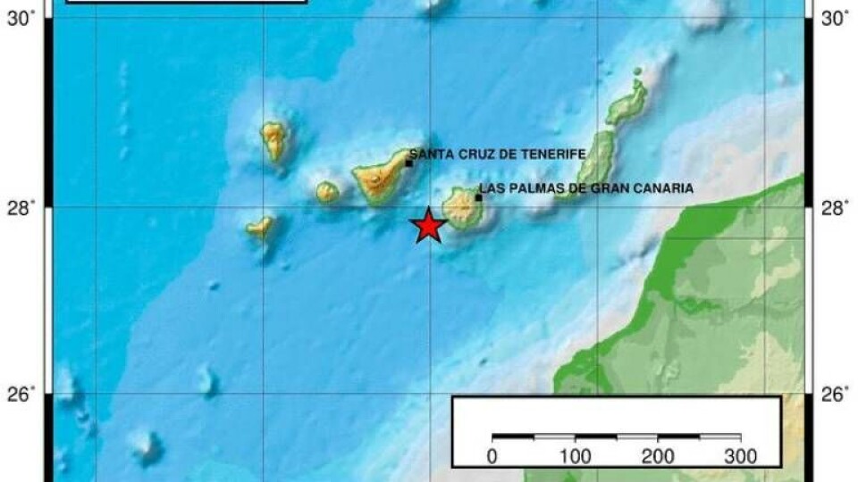 Jordskjelv vest for Mogán på Gran Canaria tirsdag morgen