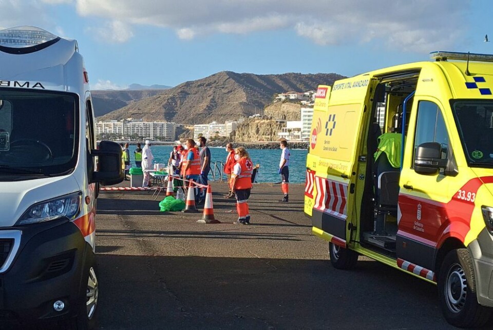 Et arkivfoto av migranter som ankommer Arguineguín-havna på Gran Canaria. Foto: Canariavisen