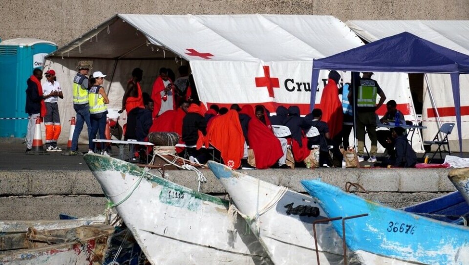 Båtmigranter fra Afrika ankommer Arguineguín-havna etter å ha blitt reddet 13. oktober utenfor Gran Canaria. Foto: Canary4stock/Shutterstock