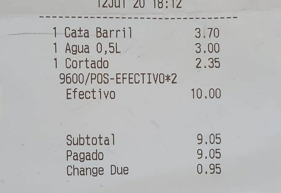 9 euro for en liten øl, vann og kaffe