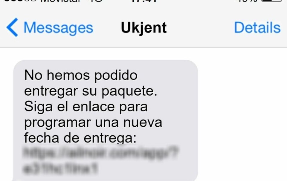 Svindelmeldingen forsøker å få deg til å klikke på en lenke. Illustrasjonen er generert, og ikke et bilde av den faktiske meldingen, da vi selv ikke har fått den.