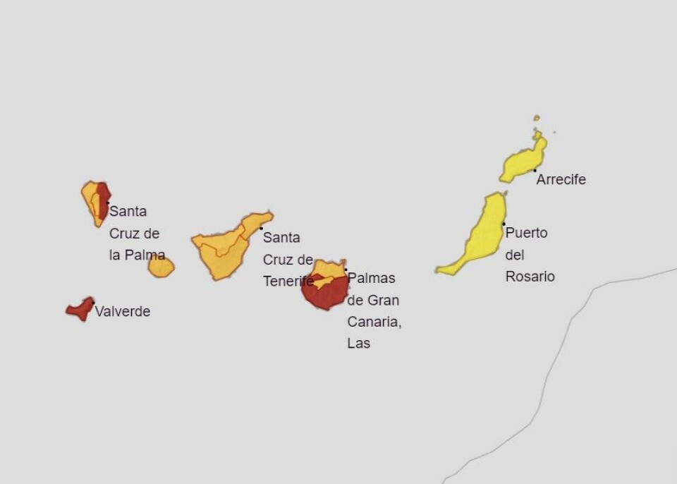 RØDT FAREVARSEL: Uvær på vei til Kanariøyene