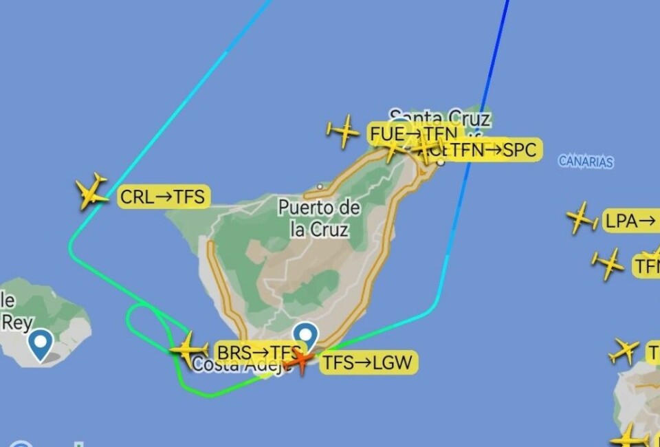 Skjermdump: Flightradar24