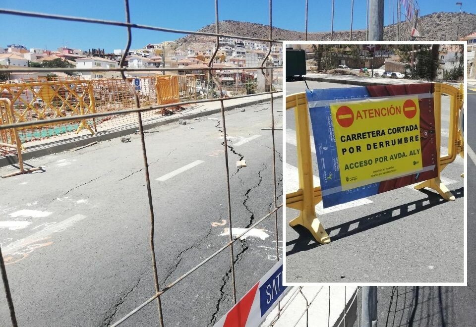 Strukturelle sprekker i veibanen har tvunget kommunen til å sperre av Av. Mencey i begge kjøreretninger. Foto: Canariavisen