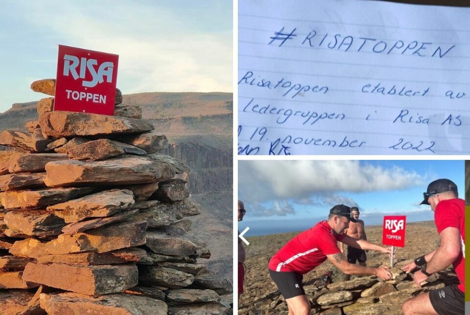 Ledergruppa i Risa AS la igjen en bok der de kunngjør etableringen av 'Risatoppen'. Herværket er signert av ledergruppen i 'gjesteboka'.