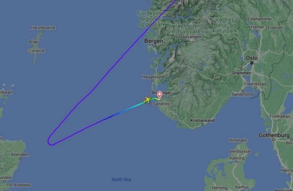 Skjermdump: Flightradar24