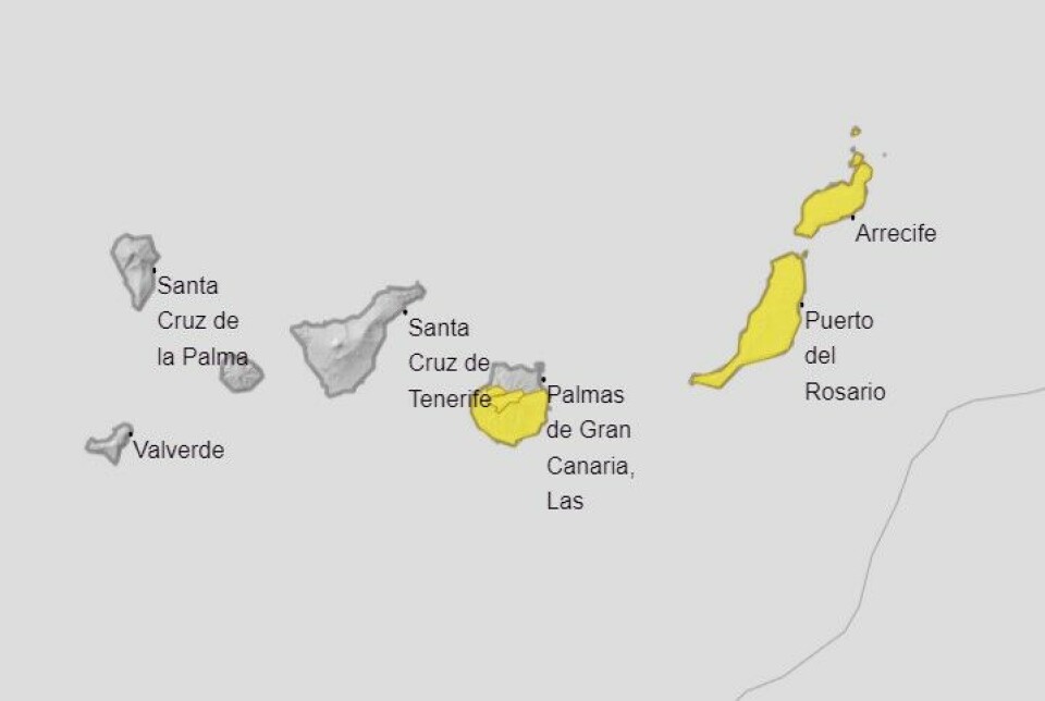 Torsdagens gulvarsel. Grafikk: Aemet