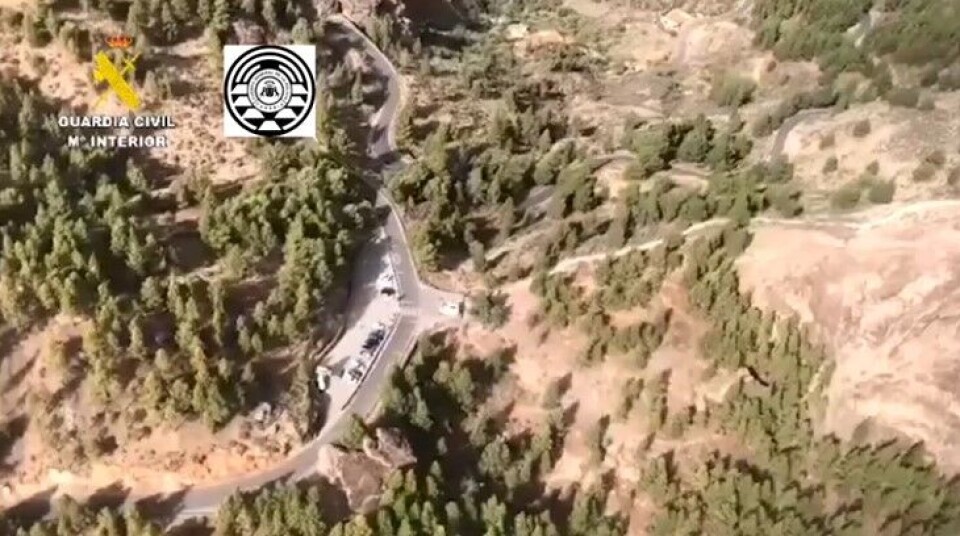 Guardia Civil overvåker skog og mark fra helikopter, med droner og fra bakken for å forebygge skogbrann på Gran Canaria. Foto: Guardia Civil