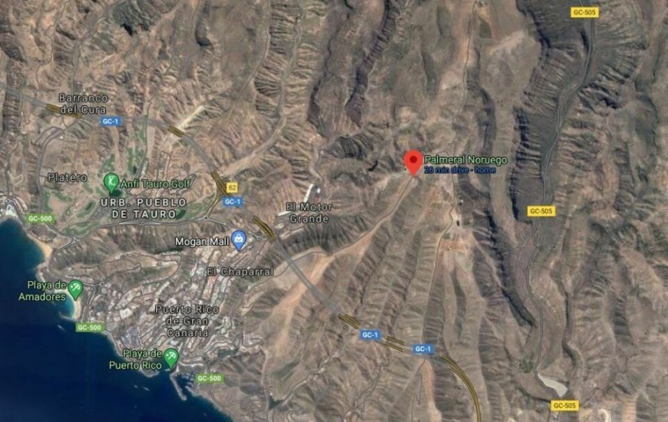 Veien opp til 'Norskeplassen' i Puerto Rico er en populær tursti. Kart: Google Maps