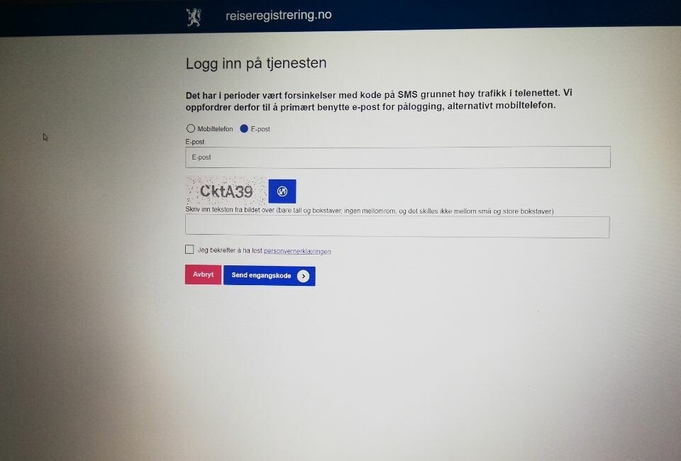 Registrer at du er i utlandet