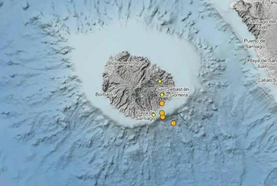 Flere skjelv ble registrert, og noen var kraftige nok til å merkes av befolkningen på La Gomera. Grafikk: IGN