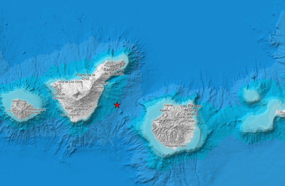 Jordskjelv mellom Gran Canaria og Tenerife