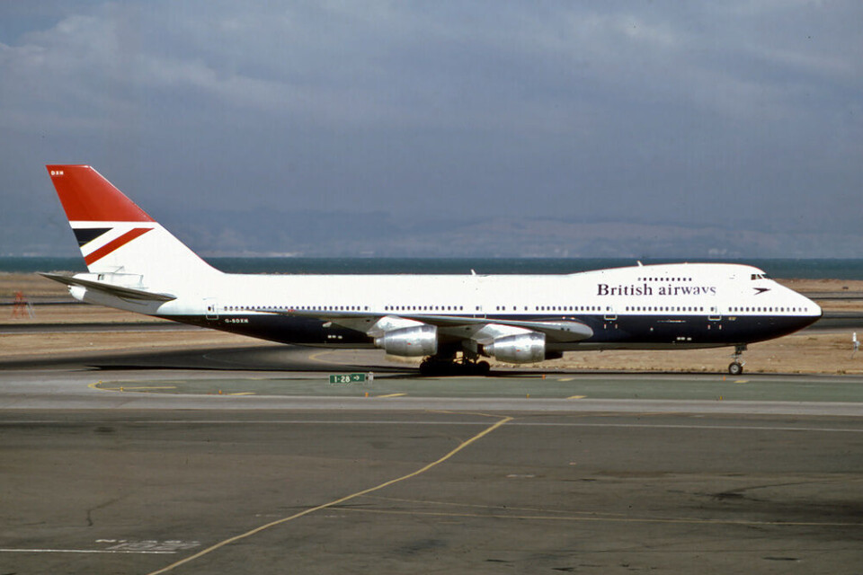British Airways Boeing 747 med registreringsnummer G-BDXH, to år før hendelsen. British Airways Boeing 747 med registreringsnummer G-BDXH, to år før hendelsen.