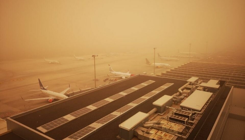 Slik så det ut på Gran Canaria-flyplassen da ekstremcalimaen rammet øygruppen i februar 2020.