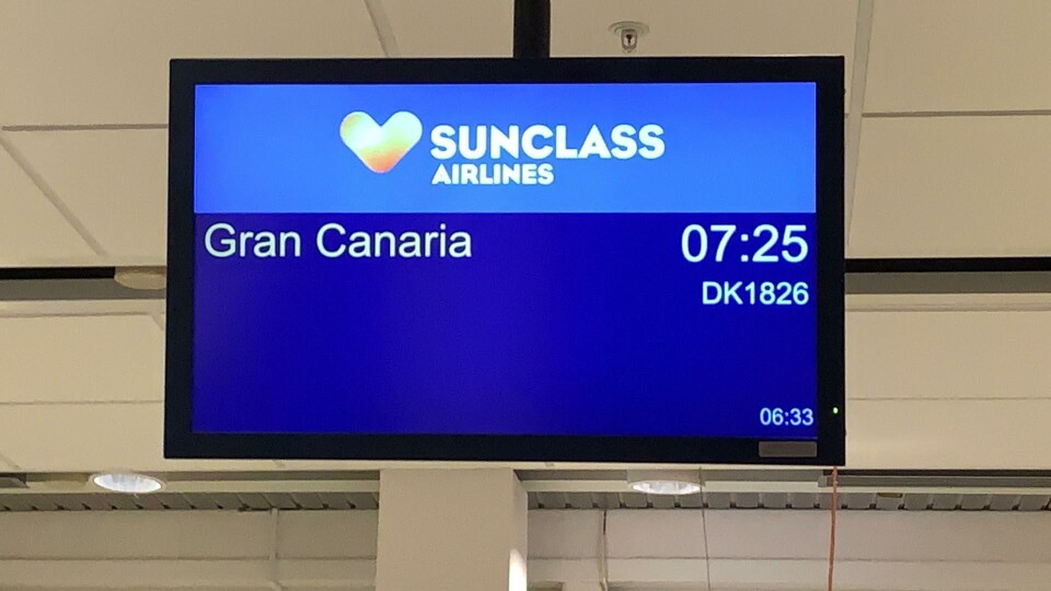 Flight DK1826 til Gran Canaria er klar for innsjekking. Se flere bilder lenger ned i saken. Foto: Canariavisen