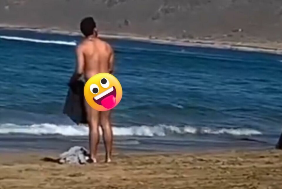 KASTET BADEBUKSA: Det førte til flere konfrontasjoner. Skjermdump: Mi Playa de Las Canteras