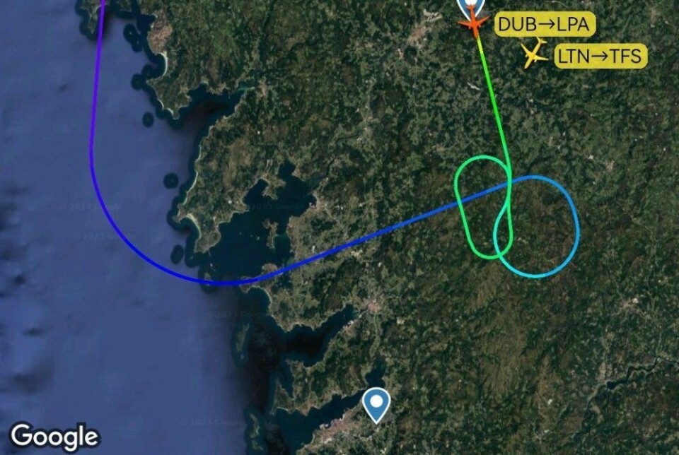 Aer Lingus måtte sikkerhetslande på vei til Gran Canaria, da en uregjerlig passasjer laget bråk om bord. Skjermdump: Flysmart24