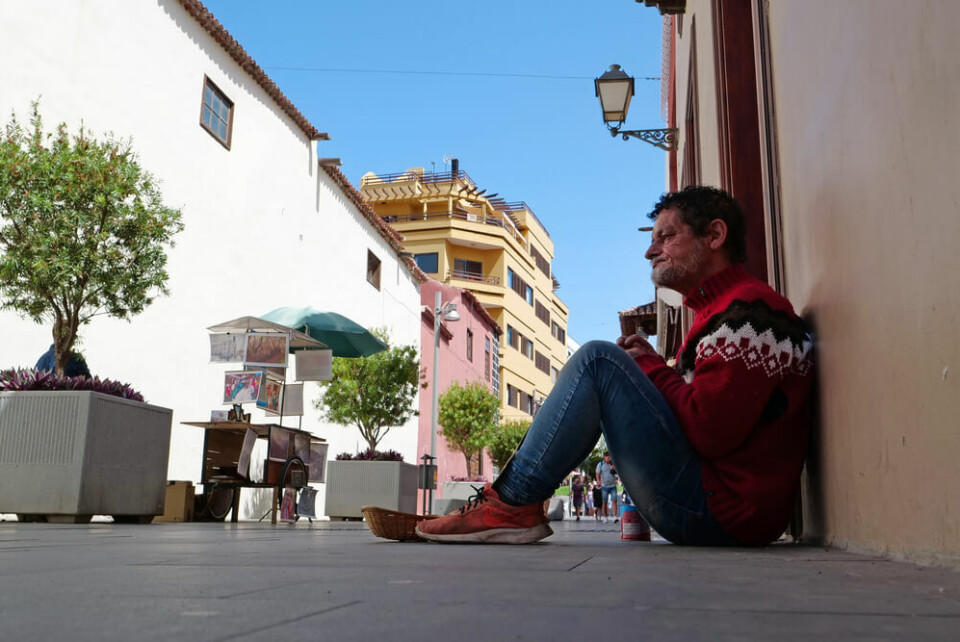 En hjemløs person på Tenerife. Foto: Shutterstock