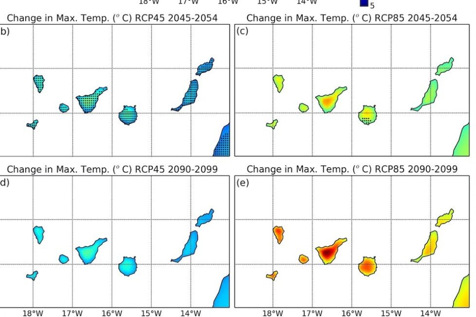 Det kan bli mye varmere på Kanariøyene i fremtiden, viser nye klimaprognoser fra universitetet i La Laguna.