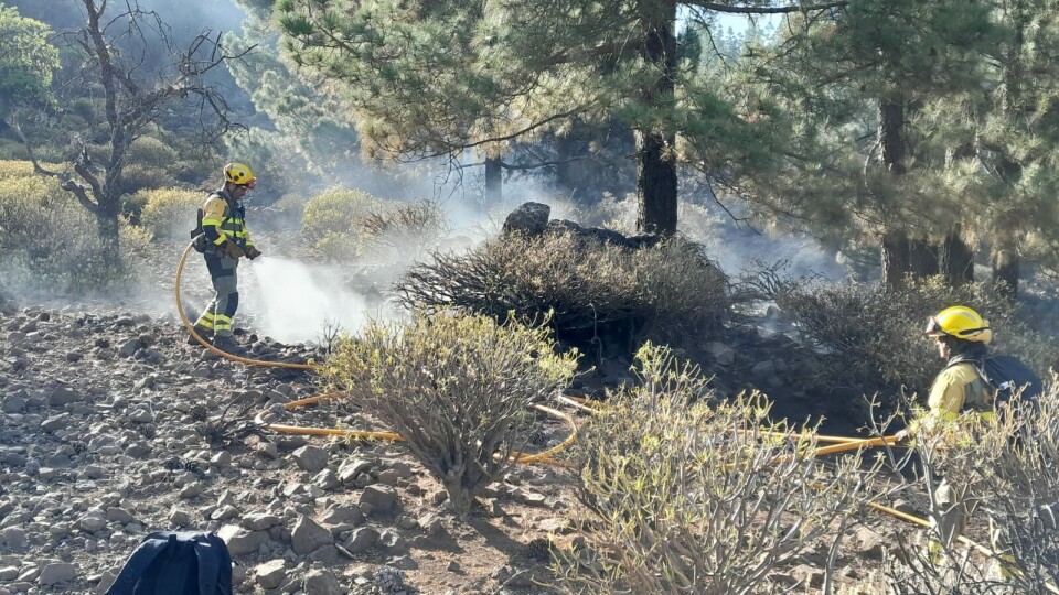 Her jobber bakkemannskapene for å forhindre at skogbrannen sprer seg. Foto: ATBRIF