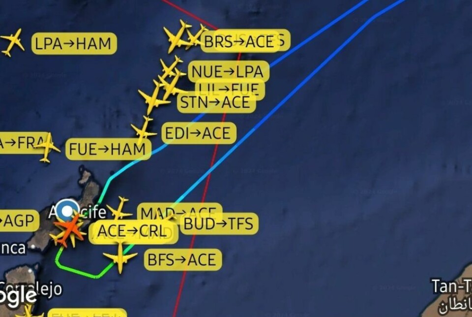 Skjermdump: Flightradar24