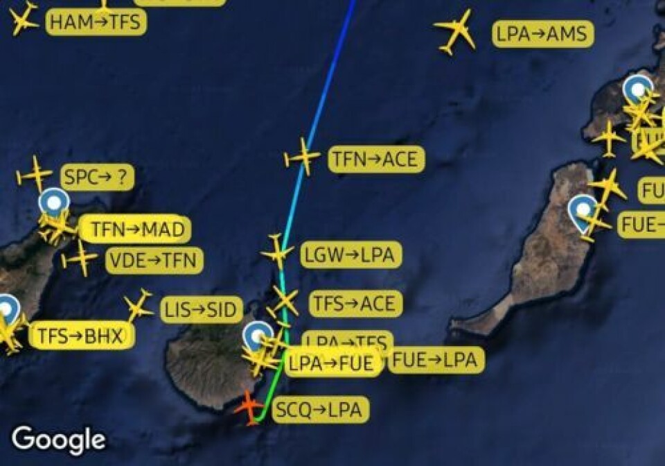 Foto: Skjermdump fra Flightradar24