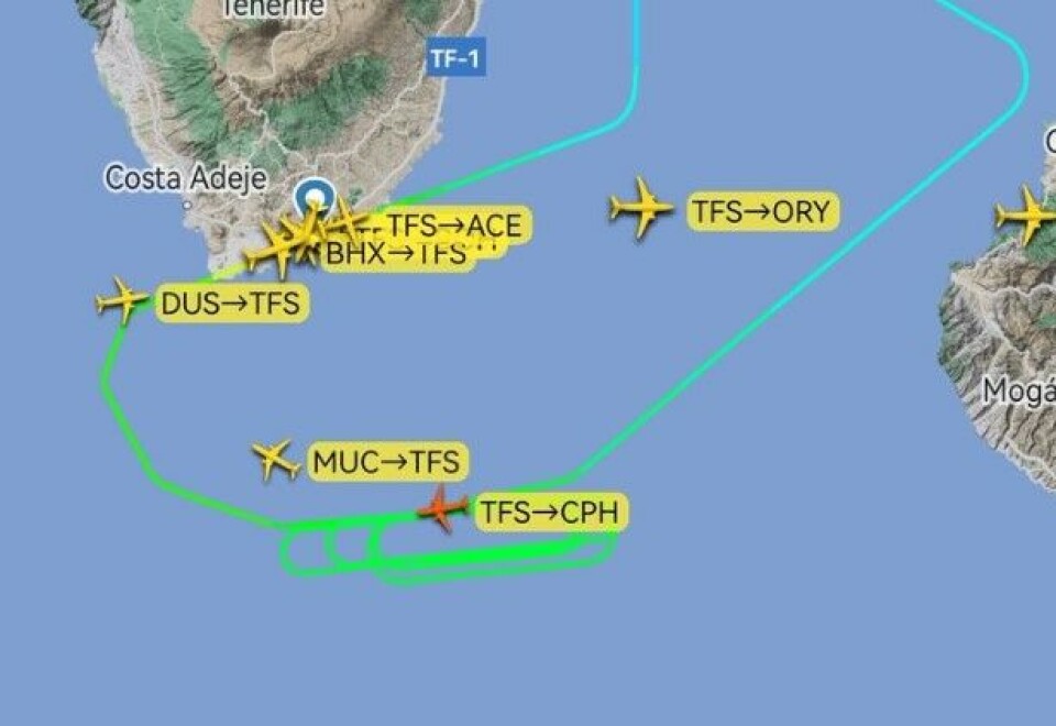 Skjermdump: Flightradar24