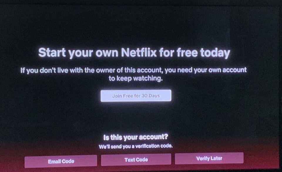 Netflix har begynt å slå ned på kontodeling. Netflix har begynt å slå ned på kontodeling.
