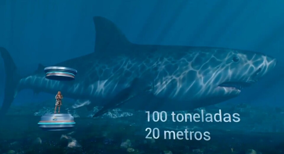 MEGALODON: Den forhistoriske haien ble vist frem på kanarisk TV.
