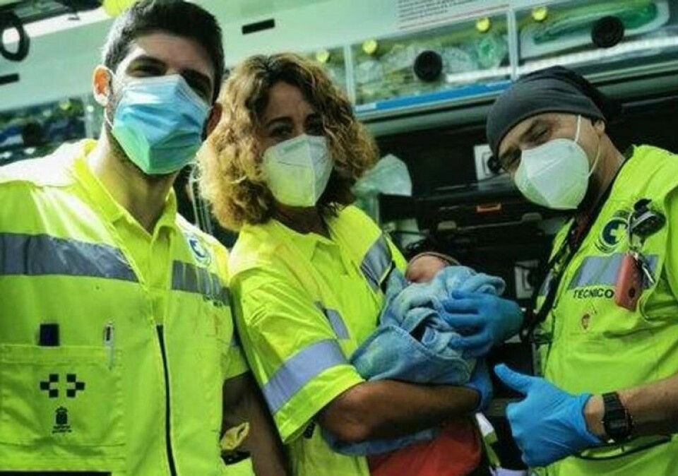 Måtte føde i ambulansen. Foto: Privat