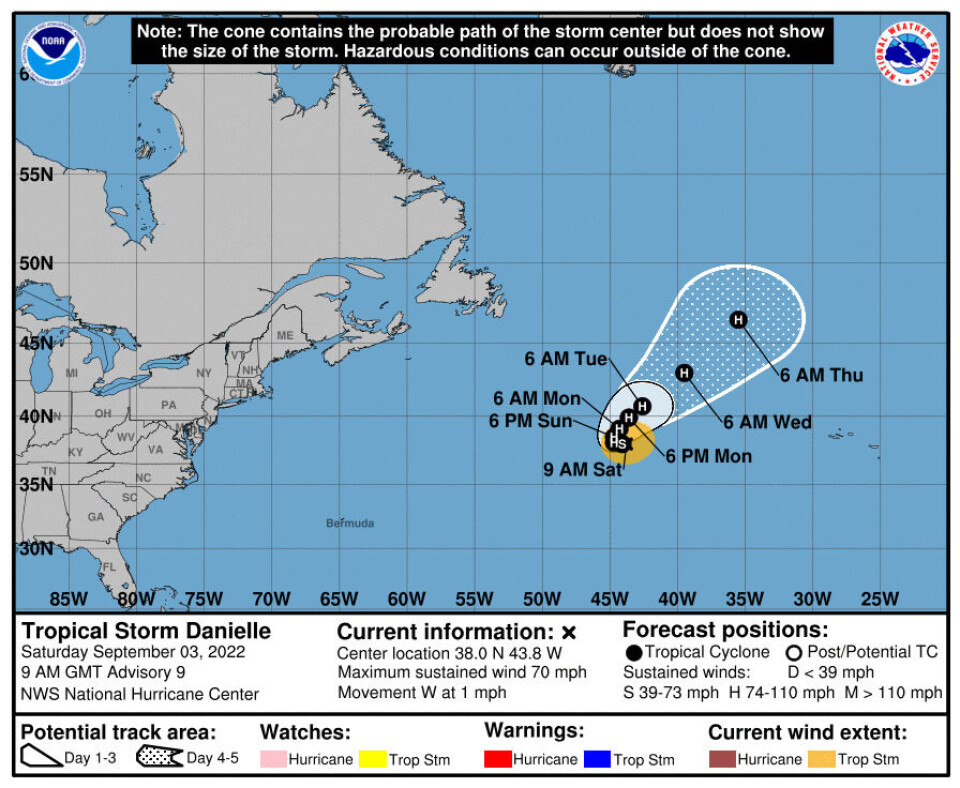 Spania kan rammes av orkan