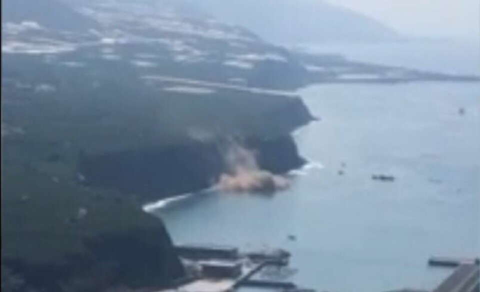 Spektakulært steinras ved kysten på La Palma
