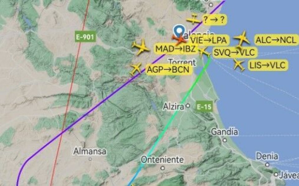Skjermdump: Flightradar24
