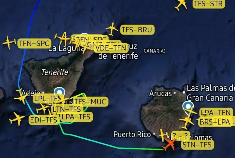 Skjermdump: Flightradar24