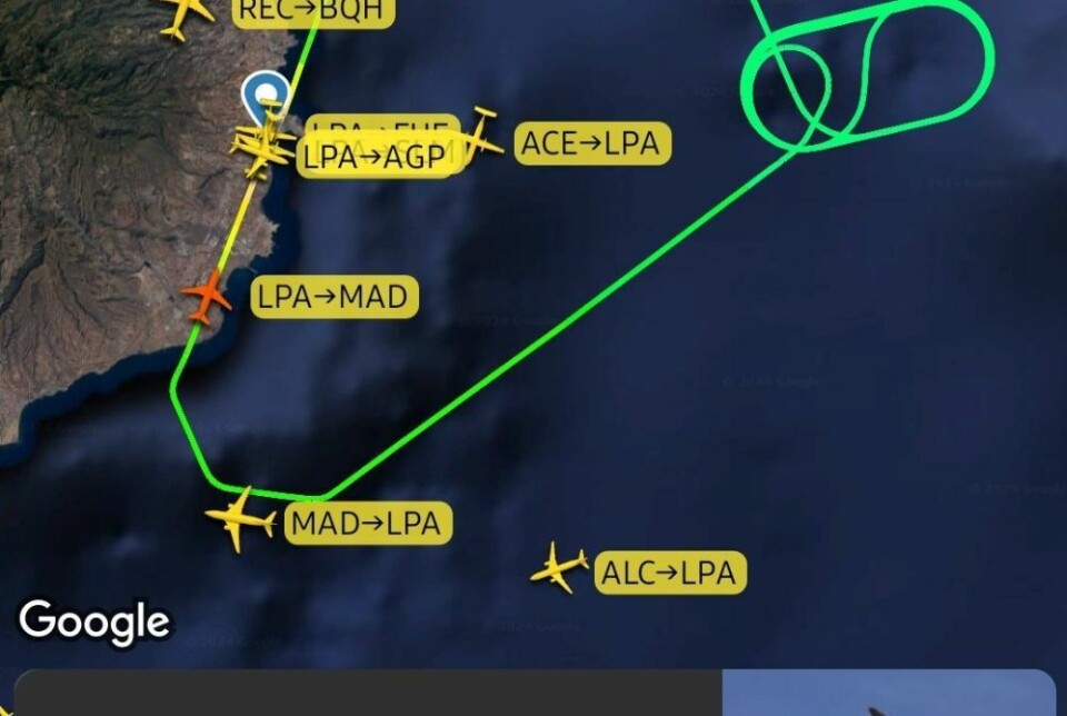 Skjermdump: Flightradar24