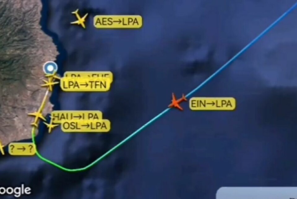 Skjermdump: Flightradar24
