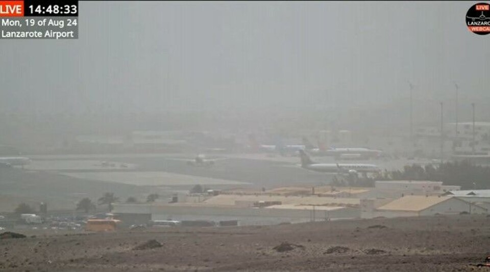 Skjermdump fra et webkamera på Lanzarote i dag, mandag.