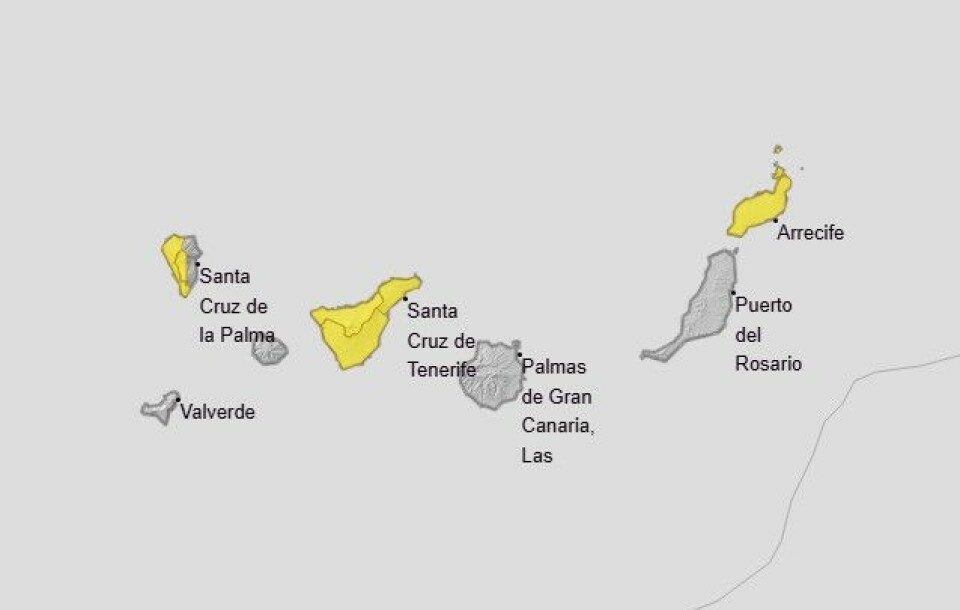 Her forventes de største regnmengdene. Skjermdump: Aemet