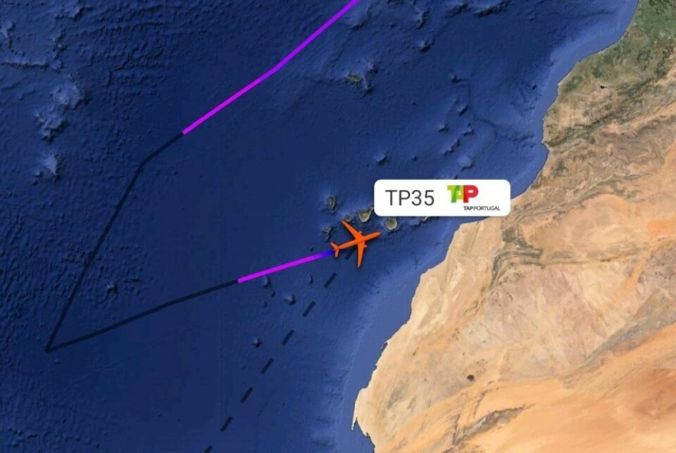 Skjermdump: Flightradar24