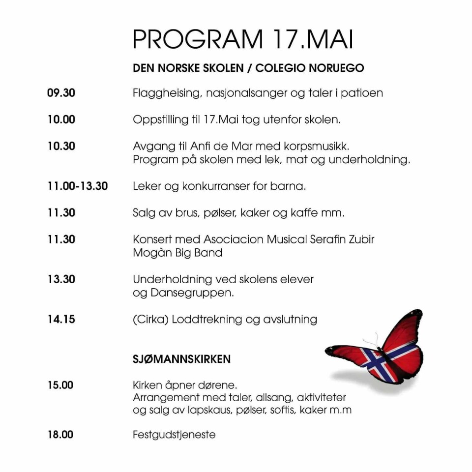 Slik blir årets 17. mai-feiring på Gran Canaria