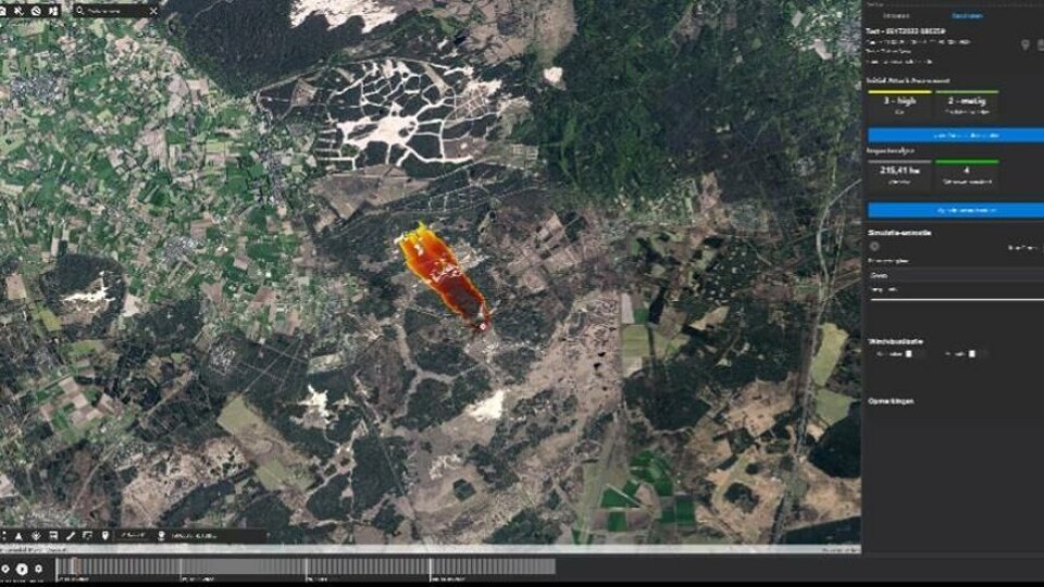 Skogbrannsimulatoren er utviklet av det spanske selskapet Tecnosylva. De leverer også verktøy til California, som ofte rammes av store skogbranner. Skogbrannsimulatoren er utviklet av det spanske selskapet Tecnosylva. De leverer også verktøy til California, som ofte rammes av store skogbranner.