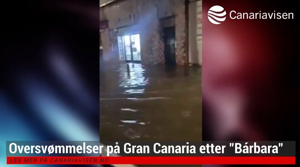 Stormen 'Bárbara' førte med seg kraftig vind og store mengder regn flere steder på Kanariøyene.