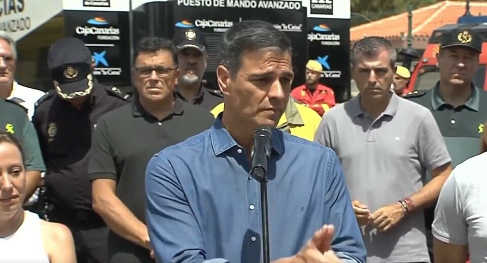 Pedro Sánchez vil erklære Tenerife som et katastrofeområdet etter skogbrannen. Foto: La Moncloa