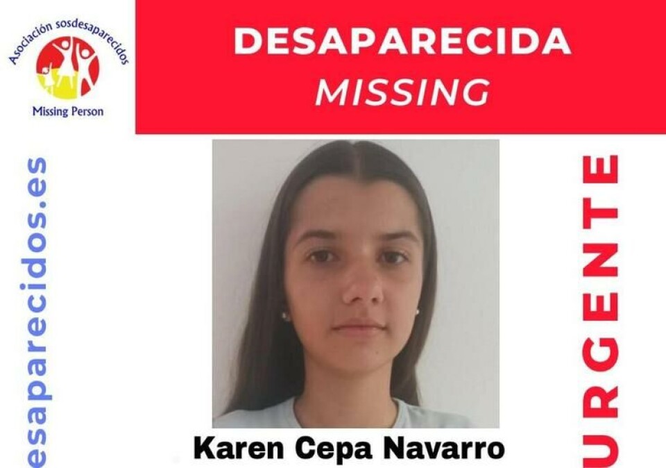 Karen Cepa Navarro (15) er savnet fra Las Palmas på Gran Canaria. FOto: SOS Desaparecidas Karen Cepa Navarro (15) er savnet fra Las Palmas på Gran Canaria. FOto: SOS Desaparecidas