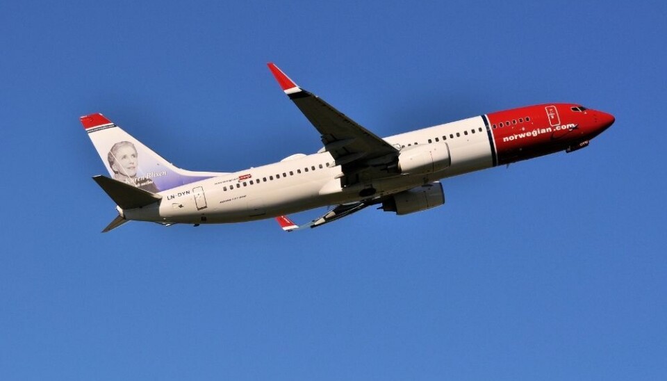 Er arkivfoto av et Norwegian-fly.