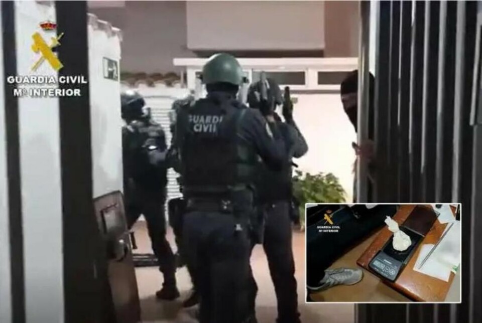 Her går politiet til aksjon mot narkobanden sør på Tenerife. Foto: Guardia Civil