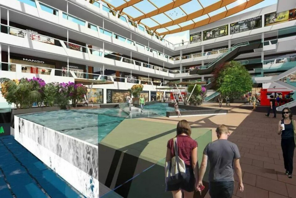 Arkitektfremstilling av det nye senteret som planlegges i Playa del Inglés. Grafikk: CHESA & MENA ARQUITECTOS Arkitektfremstilling av det nye senteret som planlegges i Playa del Inglés. Grafikk: CHESA & MENA ARQUITECTOS